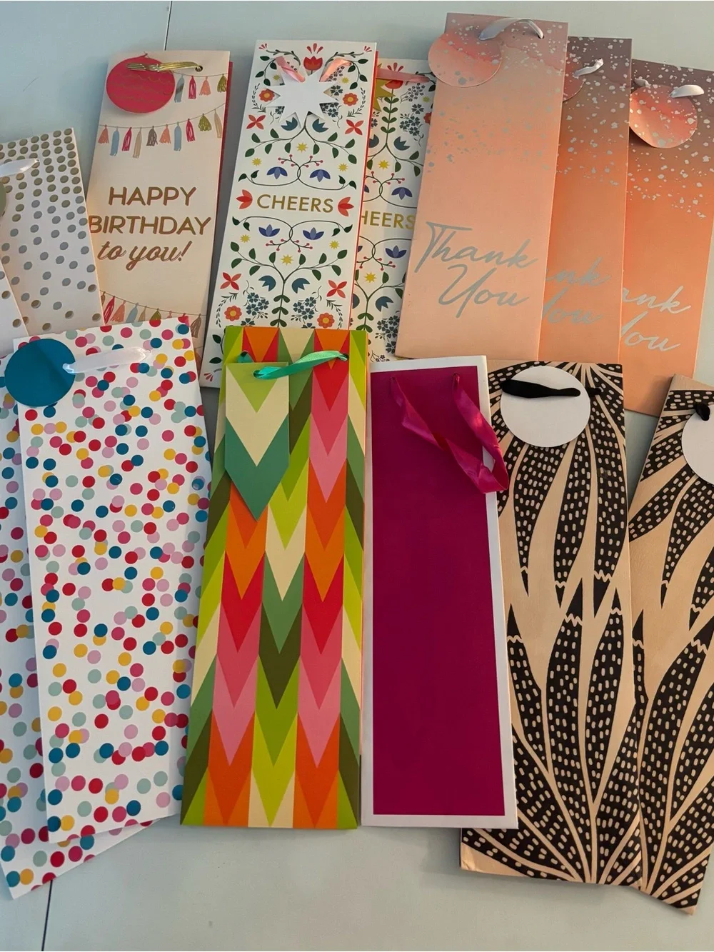 Assorted Colorful Wine Gift Bags - Multi-Color Party Gift Bag Set